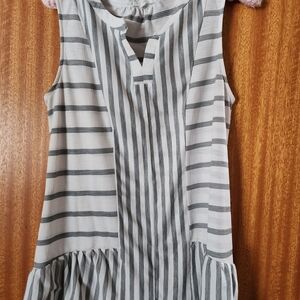 Elegant Gray Striped Sleeveless Blouse